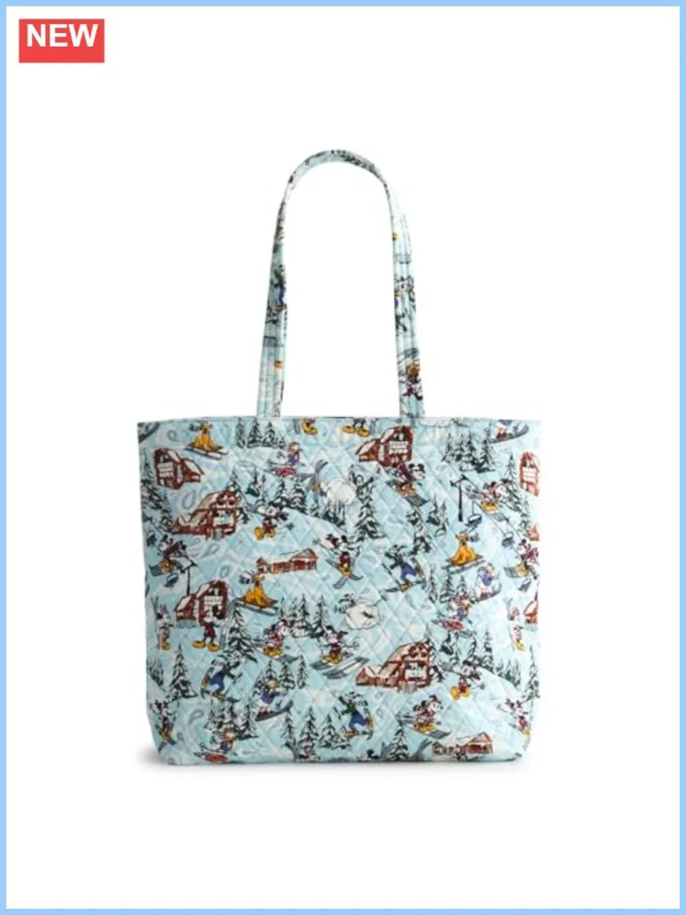 Quilted Cotton Tote Bag with Pockets and Zip Closure